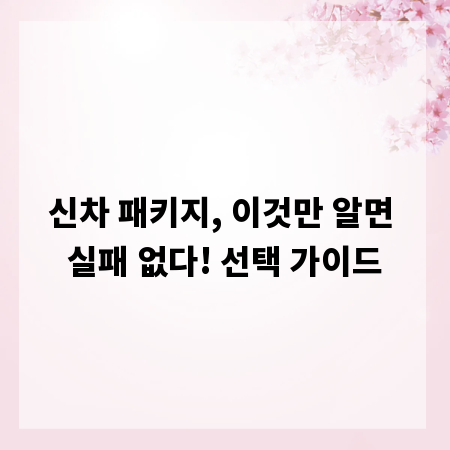 신차 패키지, 이것만 알면 실패 없다! 선택 가이드