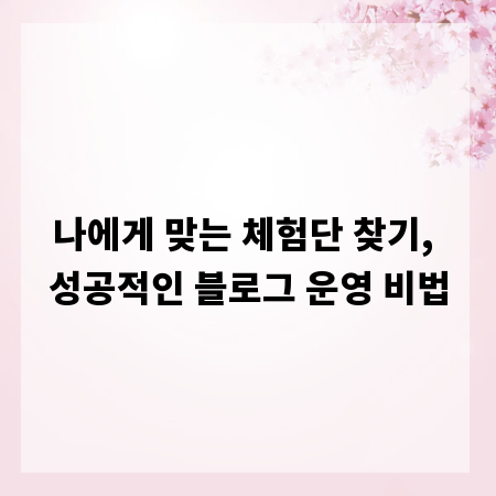 나에게 맞는 체험단 찾기, 성공적인 블로그 운영 비법