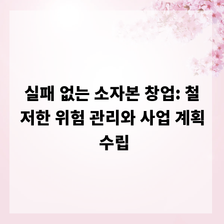 실패 없는 소자본 창업: 철저한 위험 관리와 사업 계획 수립