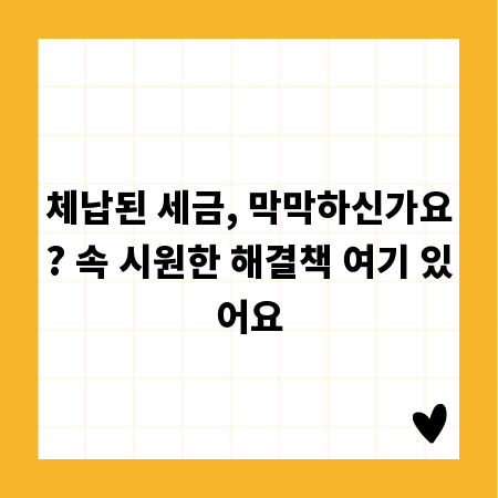 체납된 세금, 막막하신가요? 속 시원한 해결책 여기 있어요