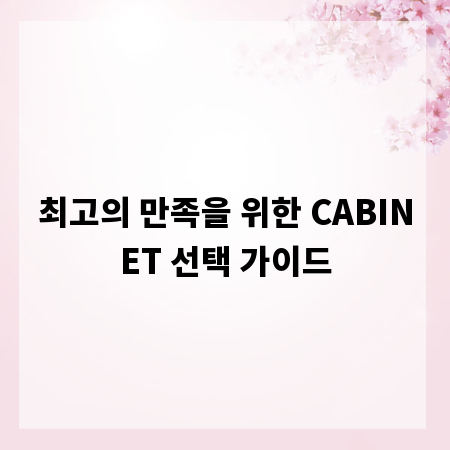 최고의 만족을 위한 CABINET 선택 가이드