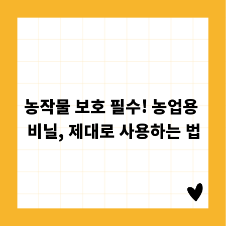 농작물 보호 필수! 농업용 비닐, 제대로 사용하는 법