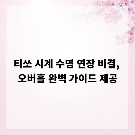 티쏘 시계 수명 연장 비결, 오버홀 완벽 가이드 제공
