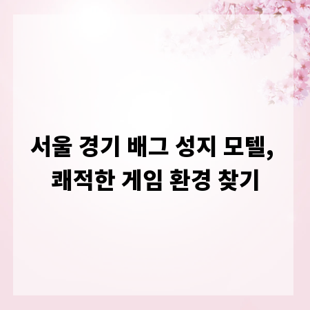 서울 경기 배그 성지 모텔, 쾌적한 게임 환경 찾기