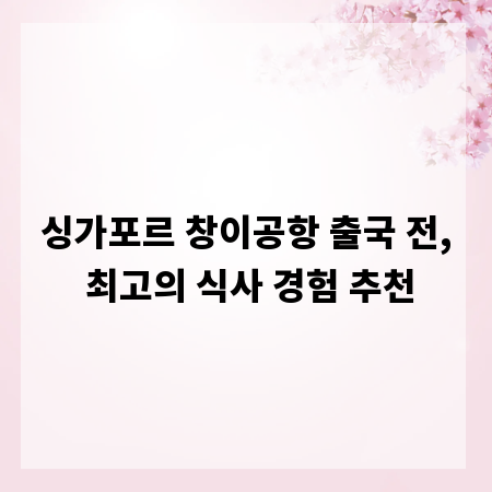싱가포르 창이공항 출국 전, 최고의 식사 경험 추천