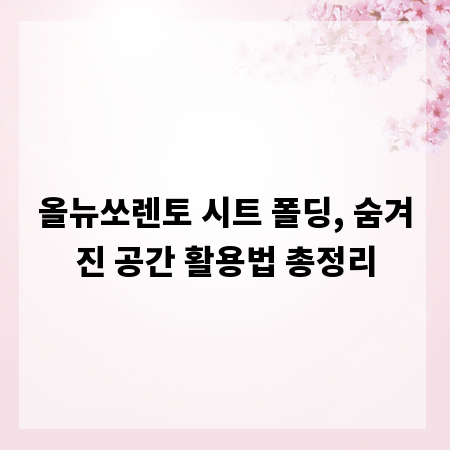 올뉴쏘렌토 시트 폴딩, 숨겨진 공간 활용법 총정리