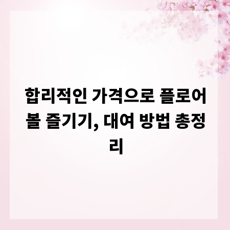 합리적인 가격으로 플로어볼 즐기기, 대여 방법 총정리