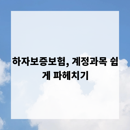 하자보증보험, 계정과목 쉽게 파헤치기