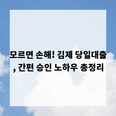 모르면 손해! 김제 당일대출, 간편 승인 노하우 총정리
