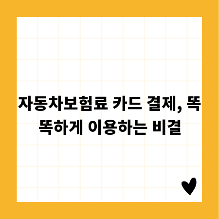 자동차보험료 카드 결제, 똑똑하게 이용하는 비결