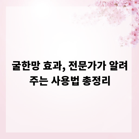 굴한망 효과, 전문가가 알려주는 사용법 총정리