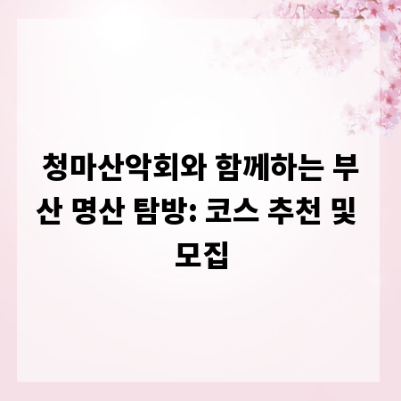 청마산악회와 함께하는 부산 명산 탐방: 코스 추천 및 모집