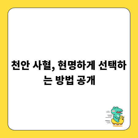 천안 사혈, 현명하게 선택하는 방법 공개