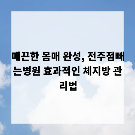 매끈한 몸매 완성, 전주점빼는병원 효과적인 체지방 관리법