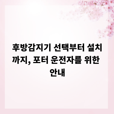 후방감지기 선택부터 설치까지, 포터 운전자를 위한 안내
