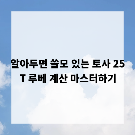 알아두면 쓸모 있는 토사 25T 루베 계산 마스터하기