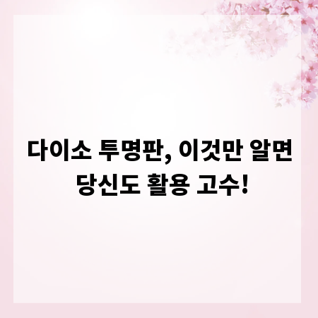 다이소 투명판, 이것만 알면 당신도 활용 고수!