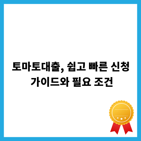 토마토대출, 쉽고 빠른 신청 가이드와 필요 조건