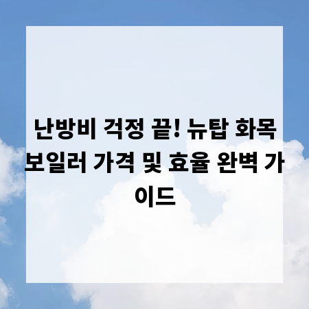 난방비 걱정 끝! 뉴탑 화목보일러 가격 및 효율 완벽 가이드