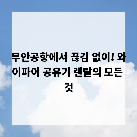 무안공항에서 끊김 없이! 와이파이 공유기 렌탈의 모든 것