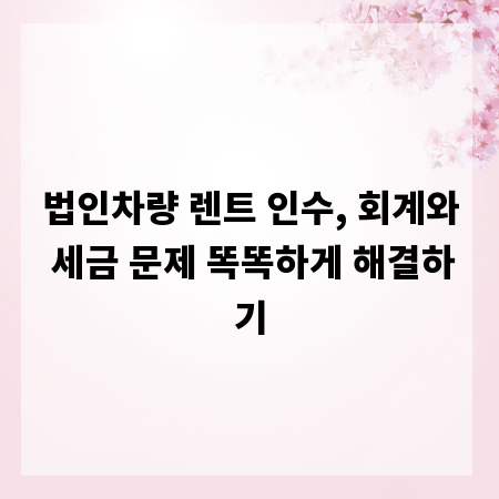법인차량 렌트 인수, 회계와 세금 문제 똑똑하게 해결하기
