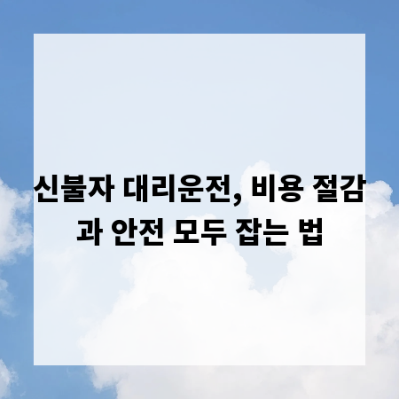 신불자 대리운전, 비용 절감과 안전 모두 잡는 법