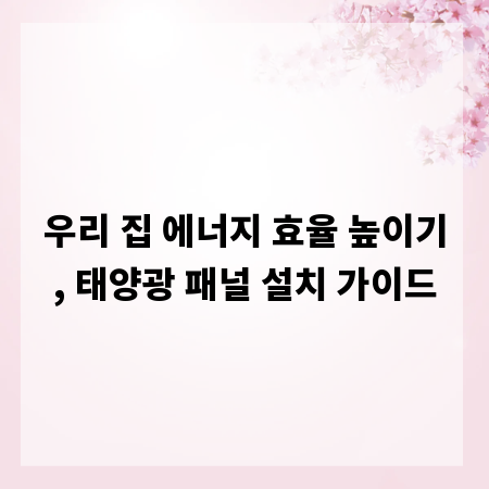 우리 집 에너지 효율 높이기, 태양광 패널 설치 가이드
