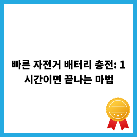 빠른 자전거 배터리 충전: 1시간이면 끝나는 마법