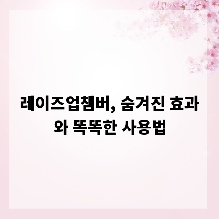 레이즈업챔버, 숨겨진 효과와 똑똑한 사용법