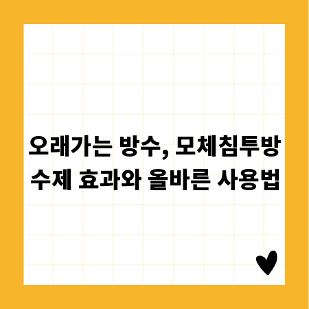 오래가는 방수, 모체침투방수제 효과와 올바른 사용법