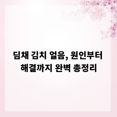 딤채 김치 얼음, 원인부터 해결까지 완벽 총정리
