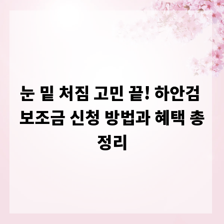눈 밑 처짐 고민 끝! 하안검 보조금 신청 방법과 혜택 총정리