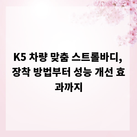 K5 차량 맞춤 스트롤바디, 장착 방법부터 성능 개선 효과까지
