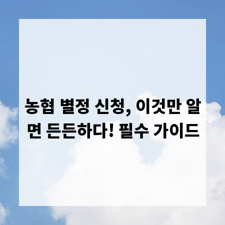 농협 별정 신청, 이것만 알면 든든하다! 필수 가이드