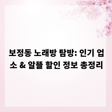 보정동 노래방 탐방: 인기 업소 & 알뜰 할인 정보 총정리