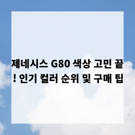 제네시스 G80 색상 고민 끝! 인기 컬러 순위 및 구매 팁