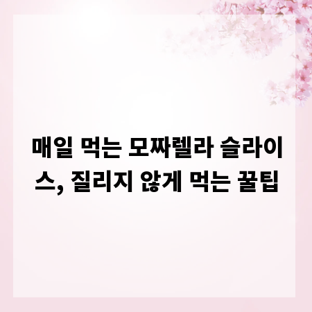 매일 먹는 모짜렐라 슬라이스, 질리지 않게 먹는 꿀팁