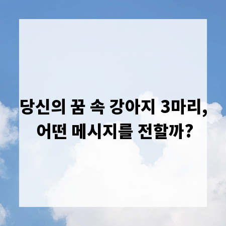 당신의 꿈 속 강아지 3마리, 어떤 메시지를 전할까?