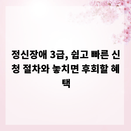 정신장애 3급, 쉽고 빠른 신청 절차와 놓치면 후회할 혜택