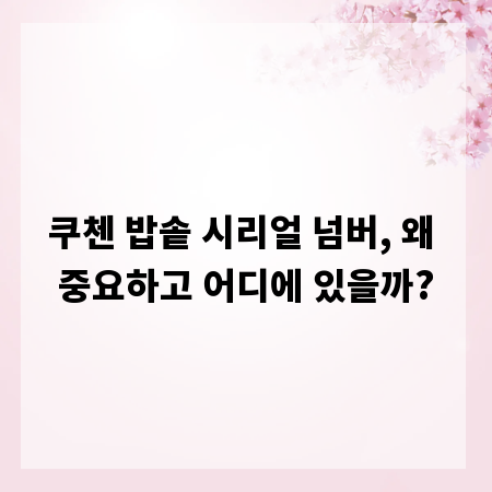 쿠첸 밥솥 시리얼 넘버, 왜 중요하고 어디에 있을까?
