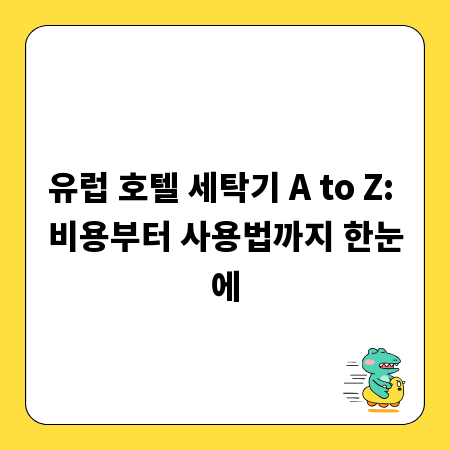 유럽 호텔 세탁기 A to Z: 비용부터 사용법까지 한눈에