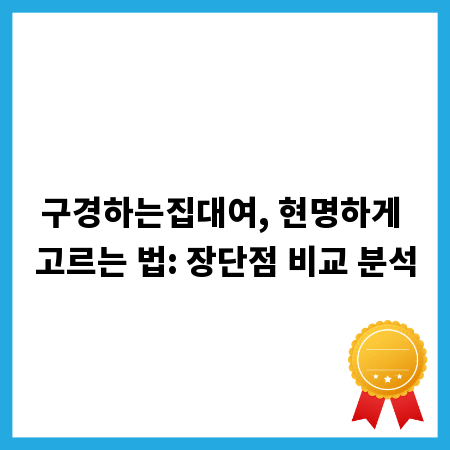 구경하는집대여, 현명하게 고르는 법: 장단점 비교 분석