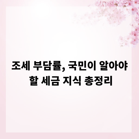 조세 부담률, 국민이 알아야 할 세금 지식 총정리