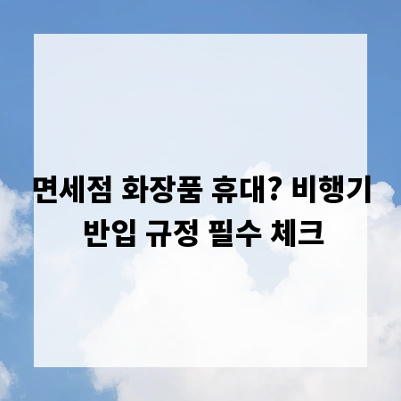 면세점 화장품 휴대? 비행기 반입 규정 필수 체크