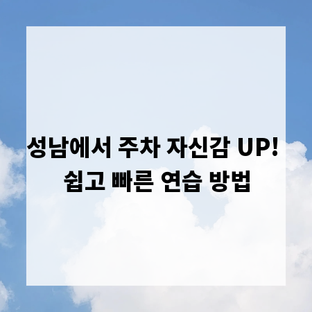 성남에서 주차 자신감 UP! 쉽고 빠른 연습 방법