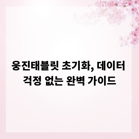 웅진태블릿 초기화, 데이터 걱정 없는 완벽 가이드
