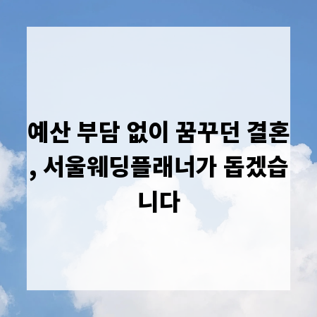 예산 부담 없이 꿈꾸던 결혼, 서울웨딩플래너가 돕겠습니다