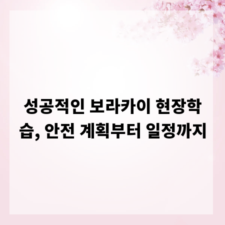 성공적인 보라카이 현장학습, 안전 계획부터 일정까지