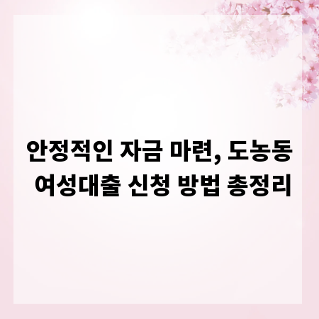 안정적인 자금 마련, 도농동 여성대출 신청 방법 총정리