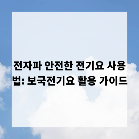 전자파 안전한 전기요 사용법: 보국전기요 활용 가이드